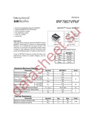 IRF7807VPBF datasheet  